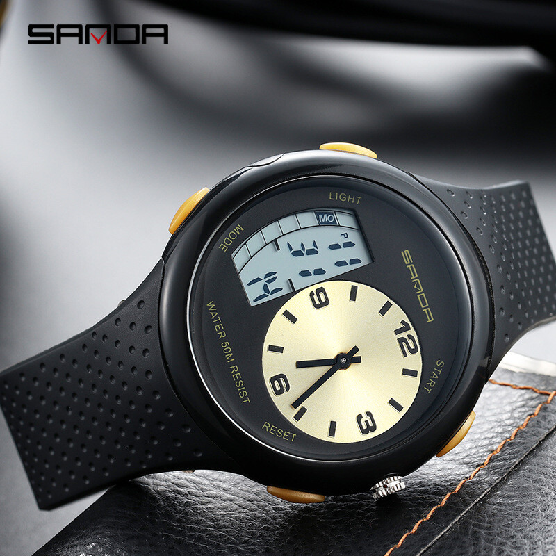analog watch with digital stopwatch